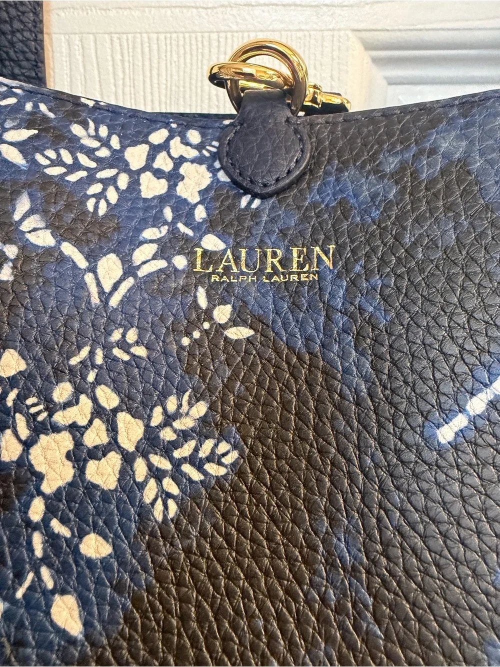Lauren Ralph Lauren Navy and Blue Floral Tote with Navy Pouch- NWOT